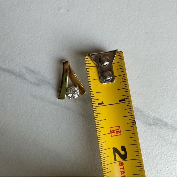 Vintage UTC 925 Sterling Silver CZ Pendant Ribbon Round Cubic Zirconia Sparkly - Picture 7 of 9